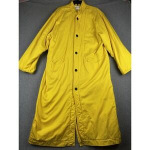 Magic Coat Long Quilted Coat Mens Medium Yellow Cotton Duster Button Front USA